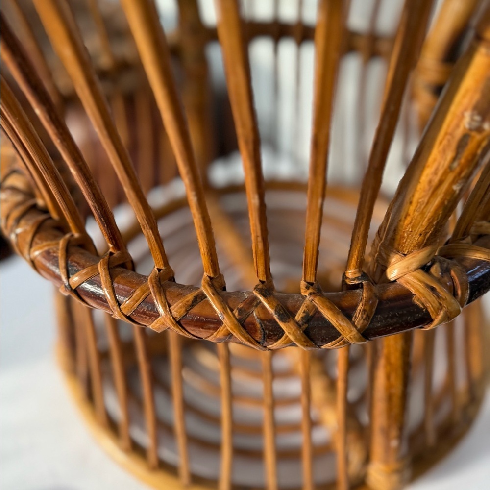 Vintage MCM Bamboo and Rattan stool or side table - Picture 3 of 5